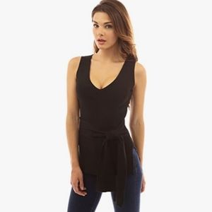 PattyBoutik V Neck Tie Front Tank Top